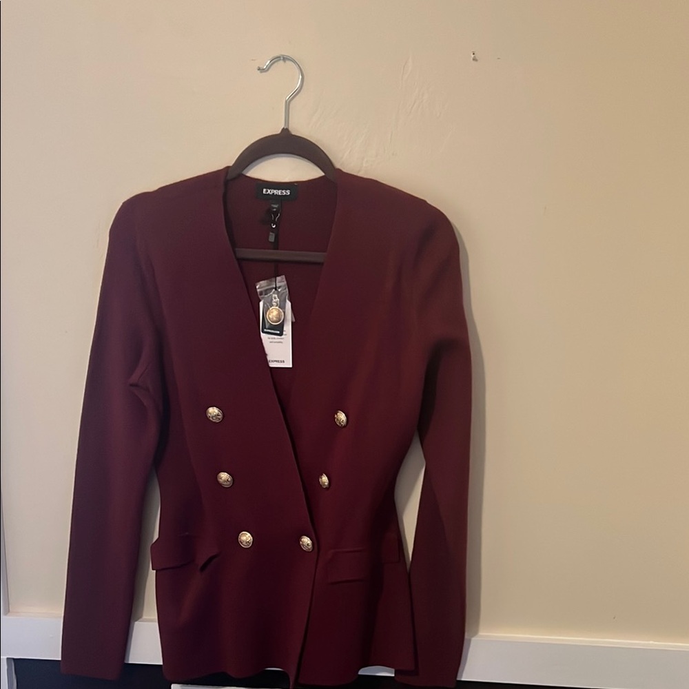 Express Red Double-Breasted Blazer Tailored Fit